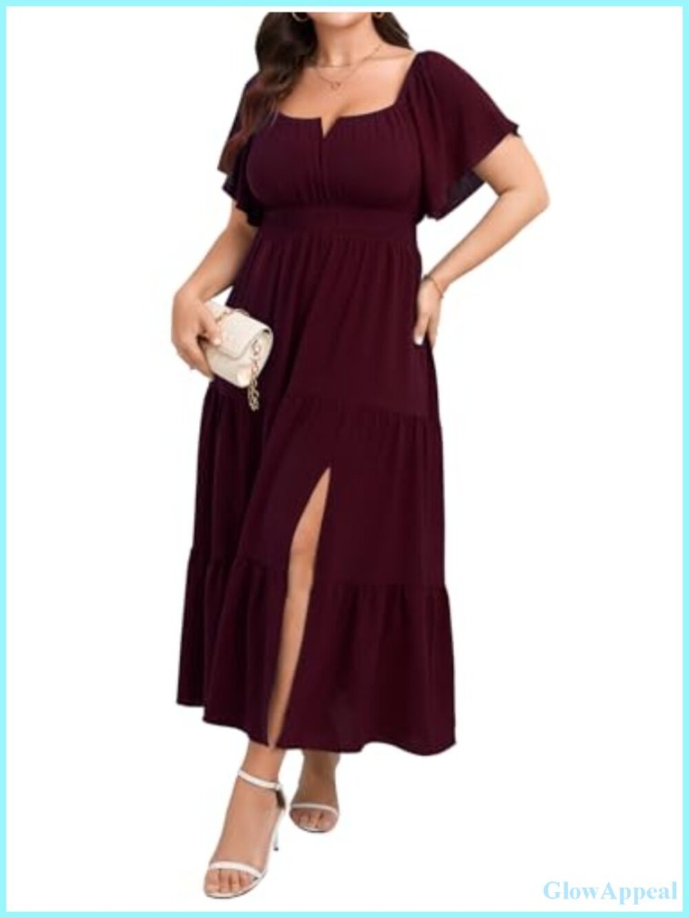Plus Size A-Line Maxi Dress with Slit Cocktail Party